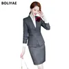 Costumes Boliyae jupe professionnelle costumes printemps automne blazers à manches longues pour les femmes élégant bureau affaires formel veste et pantalon ensemble