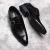 Marca apontada para homens lã de sapatos de couro genuínos para fivela masculina Oxfords moda novo vestido de luxo padrão de cobra preto preto
