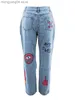 Jeans da donna LW Butterfly Letter Print Jeans strappati Donna Pantaloni casual in denim Pantaloni da strada Pantaloni slim in denim elasticizzato (No Stretch) T230530