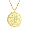 Colares pendentes Lutaku Colar vintage de aço inoxidável Tetragrammaton para homens Pentagrama Talisman Charm Jewelry Gift