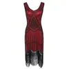 Casual Dresses Women Party Dress 1920 S Great Gatsby Flapper Vestidos Sequin Bead Fringe Evening V Neck Embellished Fringed Sleeveless