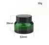 Hot Selling 15g 30g 50g Brown Green Cosmetic Jars Hand Face Packing Bottles With Black Lids Slanted Shoulder Glass Cream Bottles JL028