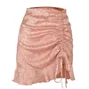 Pleated Leopard Short Skirt Sexy Jacquard Satin Ruffles Skirts Women 2021 New Jupe Femme P230529