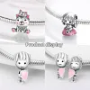 För Pandora Charms Sterling Silver Pärlor Kvinnor Halsband Kvinnor Pink Series Charm DIY