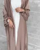 Vêtements ethniques Turquie Satin Abaya Kimono Turquie Manches Bouffantes Ouvert Abayas pour Femmes Dubaï Musulman Hijab Robe Modeste Islamique Vêtements Kaftan 230529