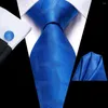 Bow Ties Novely Royal Blue Silk Wedding Tie för män Handky manschettknappar Gift Slips Fashion Business Party Dropshiping Hi-Tie Designer