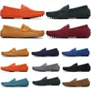 mens women outdoor Shoes Leather soft sole black red orange blue brown orange comfortable Casual Shoes 016