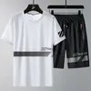 Men's Tracksuits Sportswear men's summer thin ice silk short sleeved T-shirt and shorts two-piece set loose large men's casual summer wear