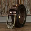 3.8CM high-quality thick vintage genuine leather heavy-duty pin buckle waist men's denim belt G230529