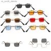 Occhiali da sole SHAUNA Retro Small Square Punk Occhiali da sole da uomo Fashion Flip Clear Ocean Lens Occhiali da sole Donna Shades UV400 L230523