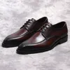 Zapatos de vestir oxford hechos a mano de alta calidad en negro burdeos para hombre, zapatos de traje de cuero de vaca genuino, calzado, zapatos italianos formales de boda
