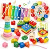 Montessori Wooden Toys for Babies 1 2 2 3 year Boy Girl Gift Development Games Wood Puzzle for Kids التعلم التعليمي لعبة