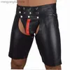 Sexy Set sexy Wetlook Kunstleder Dessous heiße exotische Männer Latex Leggings PVC Bondage Open Cortch Shorts Homosexuell Fetisch Hosen kommen Pant T230530