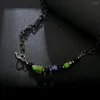 Chains Arrival Stainless Steel Colour Block Black Bead Circle Splicing Trend Jewellery Chain Necklace Gift For Friends