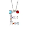 Chaînes QITIS doré A-Z 26 lettres initiales CZ collier multicolore Zircon strass pavé Alphabet pendentif mode nom bijoux cadeau