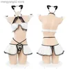 Sexy Set Sexy Bow Cat Cosplay Vient Uniforme Tentation Kitty Outfit Ouvert Entrejambe À Volants Dentelle Soutien-Gorge Et Mini Jupe Sexe Lingerie Vêtements De Nuit T230530