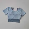 Koszulka damska koszulka damska Krótkie rękawowe sportowe sportowe top fitness Gym Ubranie Seksowne przycięte topy biegowe rajstopy T-shirt J2305