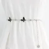 ベルト光沢のある蝶のラインストーンウエストバンド女性ファッション調整可能な金属ウエストストラップパンクスリムボディチェーンドレス装飾