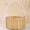 Basket 1PC Woven Flower Basket Rattan Storage Basket Flower Girl Hand Basket Flower Basket with Bow