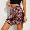 Skirts New Leoprad floral printed high waist miniskirt women's 2023 Korean fashion summer street wear sweet casual satin skirt P230529