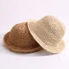 Baskar barn spetsar rem virkning halm hattar baby pojke flicka handgjorda sommar vikbara sol mössa utomhus semester strand skydd hatt