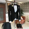 Abiti da uomo Completo da uomo elegante Set 3 pezzi Giacca Gilet Pantaloni Smoking da sposa Slim Fit Elegante Risvolto con visiera Uomo