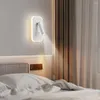 Lâmpada de parede LED nórdico moderno com rotação do interruptor Luz interna de argola para casa Viva do quarto do quarto corredor da varanda