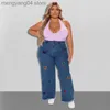 Women's Jeans Fashion High Waisted Plus Size Butterfly Embroidery Raw Hem Wide Leg Jean S-5XL Patched Slant Pocket Oversized Denim Trousers T230530