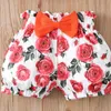 Ensembles de vêtements nouveau-né bébé fille été orange sans manches sans bretelles bouton jupe courte short imprimé floral costume mignon