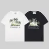 23SS Summer Tropical Style Coconut Forest Print T-Shirt pour Hommes Vacation Beach Casablanc Designer Summer Men Fashion Leisure Loose Vacation Beach Short Sleeve Tee