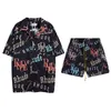 Meichao Rhude Aop Patch Bag Sıraslı Moda Çiçek Gömlek Trend Gençlik Yaz Seti Kısa Kollu