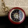 Pocket Watches Vintage Mechanical Watch Wood Roman Sifferals Creative Carving Luxury Wood Pendant Chain PJX005