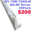 4ft Shop Light Energy Saving T8 Integrated LED Tube Lamp 110V 220V 7200lm glödlampor 72W Frostat mjölktäcke LED -vägg 4 rad fluorescerande ljus usastar