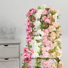 Decorative Flowers 2.2m Artificial Cherry Blossom Flower Rattan Wedding Arch Wreath Decoration Fake Silk Vine Party Home Decorations