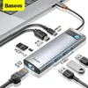 Hubs Baseus USB C HUBからHDMICOPTATIBEアダプターRJ45カードリーダーUSB 3.0 PD 100WタイプCドッキングステーション