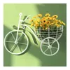 Decorative Objects Figurines Metal Bicycle Flower Basket Wall Art Wall Mount Hanging Flawer Rack Unique Art Ornaments Classic Retro Style for Home Decor 230530