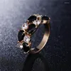 Cluster Rings Ociki Rose Gold Color Cubic Zirconia Crystal Ring Blue Green Colourful Red Bohemia For Women Girls Gift Drop Wholesale