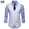 Men's Vests Mens Formal Suit Vest Casual Chain Solid Color Business Slim Gilet Homme Costume Waistcoat For Wedding Groomsmen Sleeveless