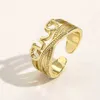designer de joias pulseira colar anel acessórios Latão banhado a ouro real feminino antigo decoração de mão oca simples anel de dedo indicador