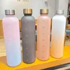 water bottle 1L Water Bottle with Time Mark Inspiration Reusable Fitness Outdoor Travel Leak proof Non matte Plastic P230530