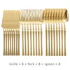 Dinnerware Sets 24PCS Tableware Fork Spoon Knife Set 304 Stainless Steel Cutlery Golden Color For Dinner Restaurant High Quality