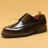Классическая шнурная шнурная обувь для мужчин для мужчин подлинная кожаная ручная ручная работа