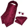 Bow Gine Men's Premium Silk Ascot Tie Brooch Set Set Classic Vintage Red Male Sktie для свадебного формального платья аксессуары жилетки жилетки