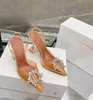 AMINA MUADDI SANDALS TOP Luxury Designer Dress Shoes Crystal Diamond Decoration Transparent PVC Wine Cup Heels