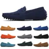 mens women outdoor Shoes Leather soft sole black red orange blue brown orange comfortable Casual Shoes 039