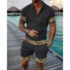 Men's Tracksuits Men's Tracksuit Business Style Polo Shirt Sets Men V-neck Zipper Short Sleeve Shorts Two Pieces Man Suit