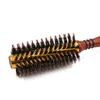 ヘアブラシプロのナチュラルイノシシ毛の丸いブラシ木製ハンドルヘアドライスタイリングのための髪のローリングブラシカーリングハンドルコーム230529