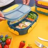 Dijkartikelen Sets Plastic Bento Lunch Box Lekbestendig BPA-vrij met 3 compartimenten voor Sandwich Container