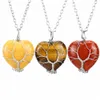Natuursteen hart kristal ketting levensboom hanger ketting mode -accessoires