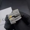 Mody man biżuteria certyfikaty 925 srebrna karta diamentowa tester vvs1 bagietka moissanite lodowany pierścień hip hop